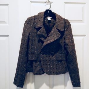 Edge Brown Polka Dot PeaCoat Jacket